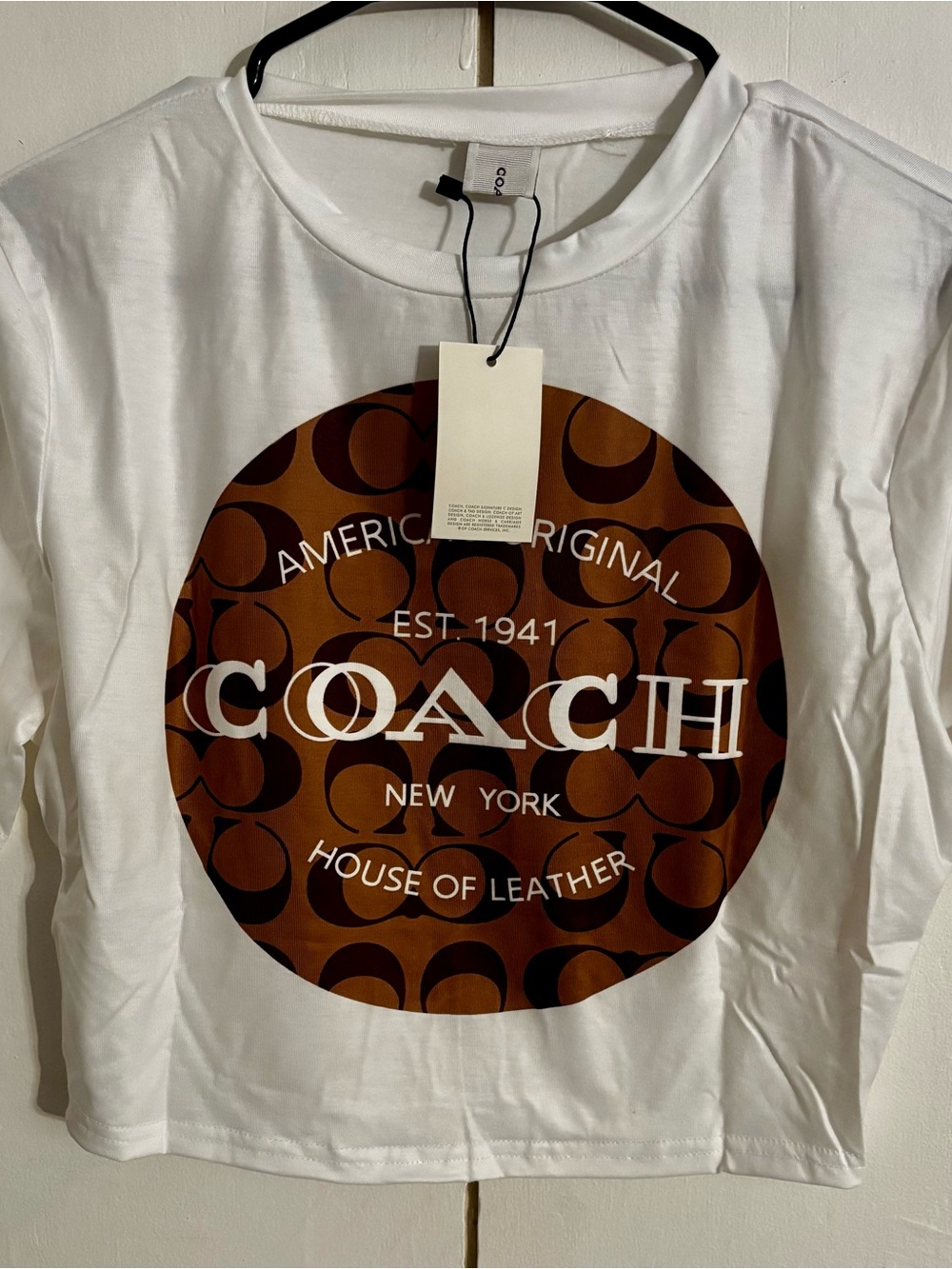 Woman’s two piece Logo Crop Tee & Coach Signature Brown Shorts Set - Picture 5 of 5